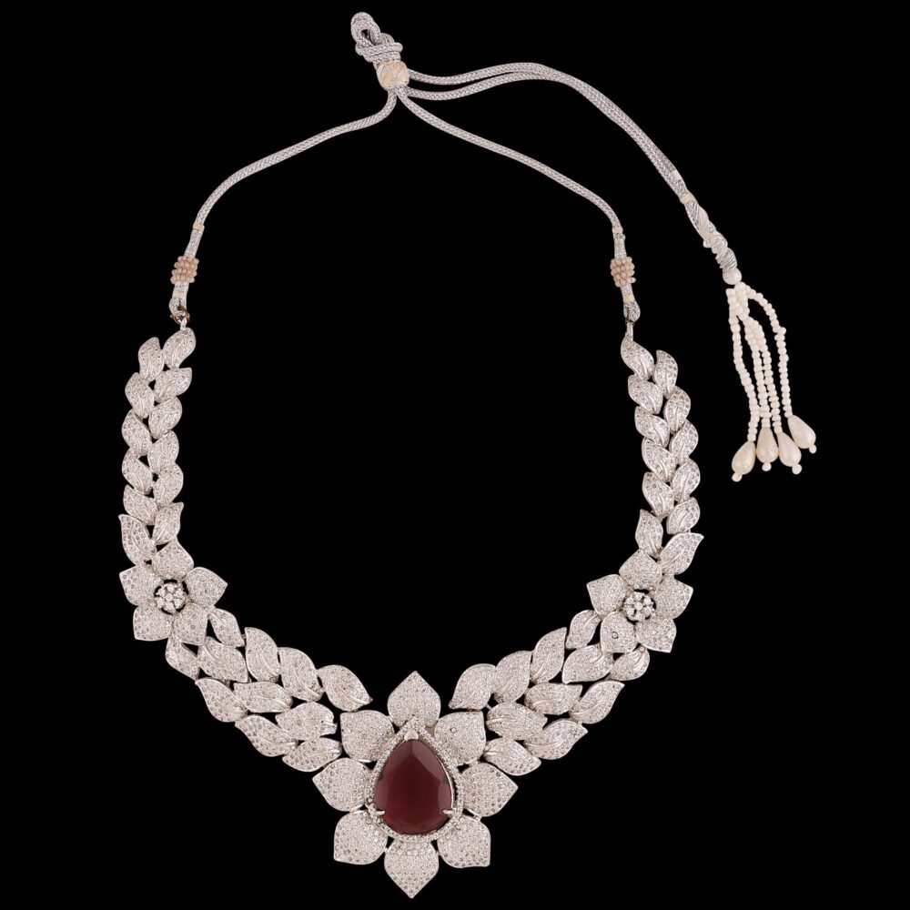 Buy Celestial Circlet American Diamond Necklace Set - Image 5