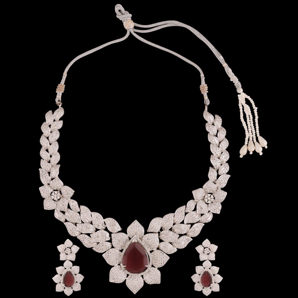 Buy Celestial Circlet American Diamond Necklace Set - Image 6