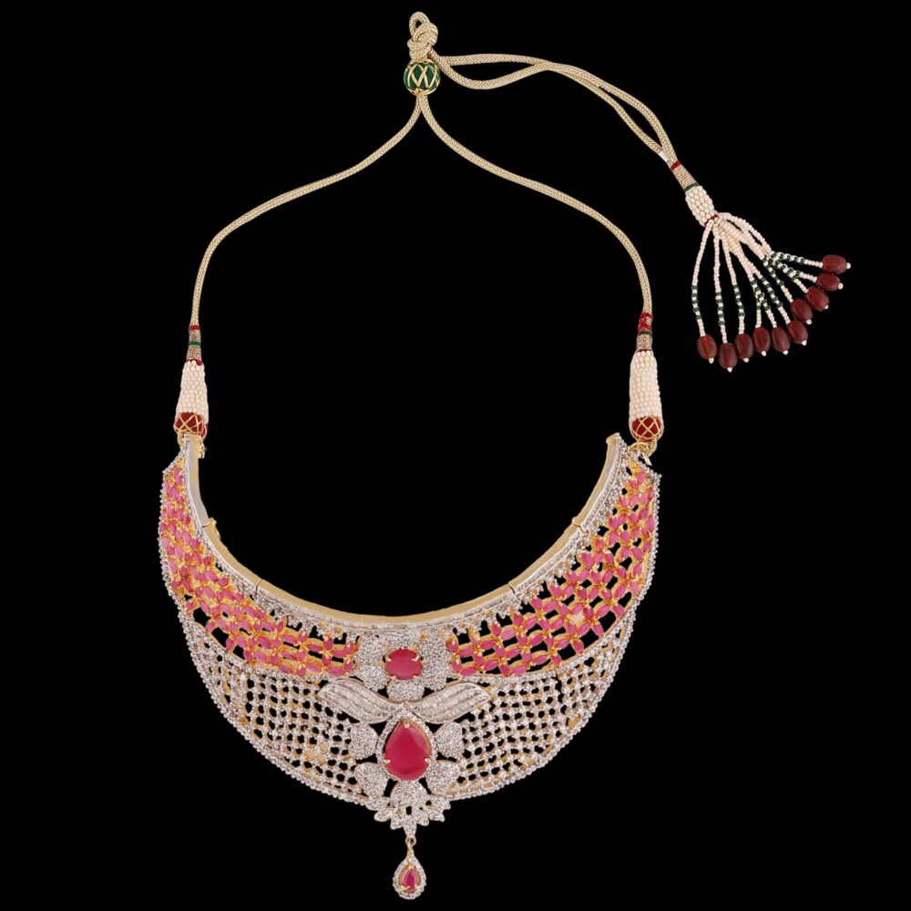 Buy Pink Ruby Stone Symphony Necklace - Image 5