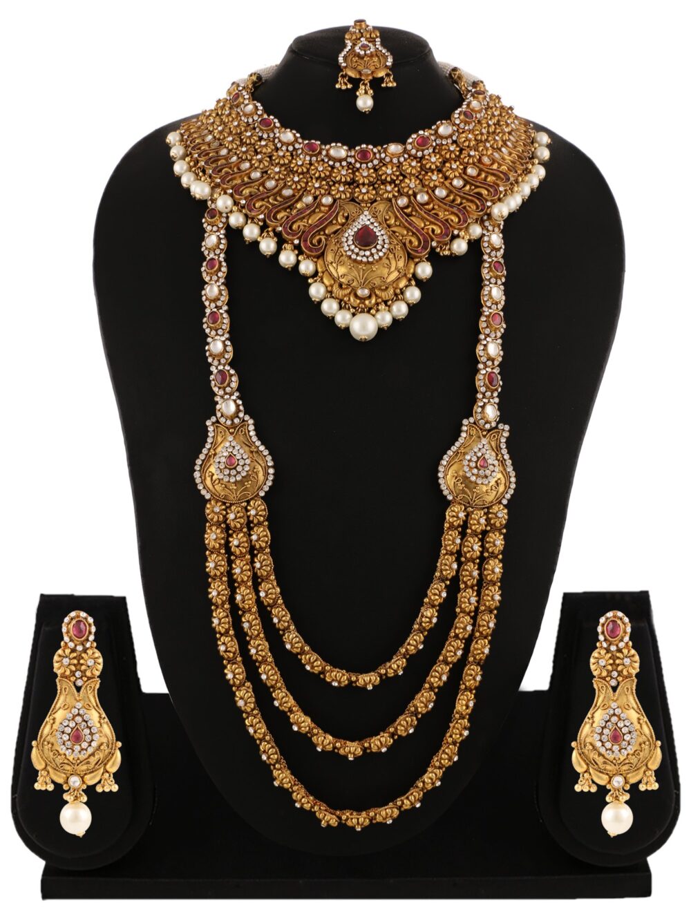 Buy Classic Kundan Bridal Set and (Nose Ring) - Image 9
