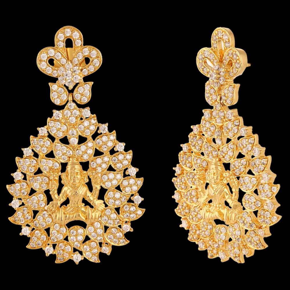 South Indian Radiance: Cubic Zirconia Bridal Jewelry Set with God Pendant