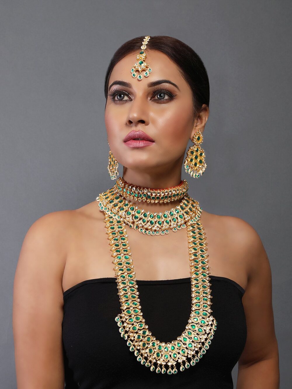 Buy Grand Kundan Polki Necklace - Image 3