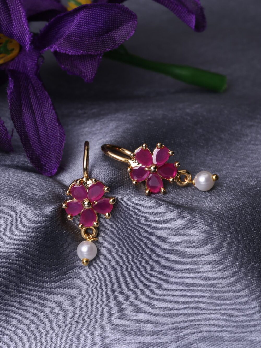 Traditional Micro Gold Polished American Diamond Earrings for Women. EAR841ON
