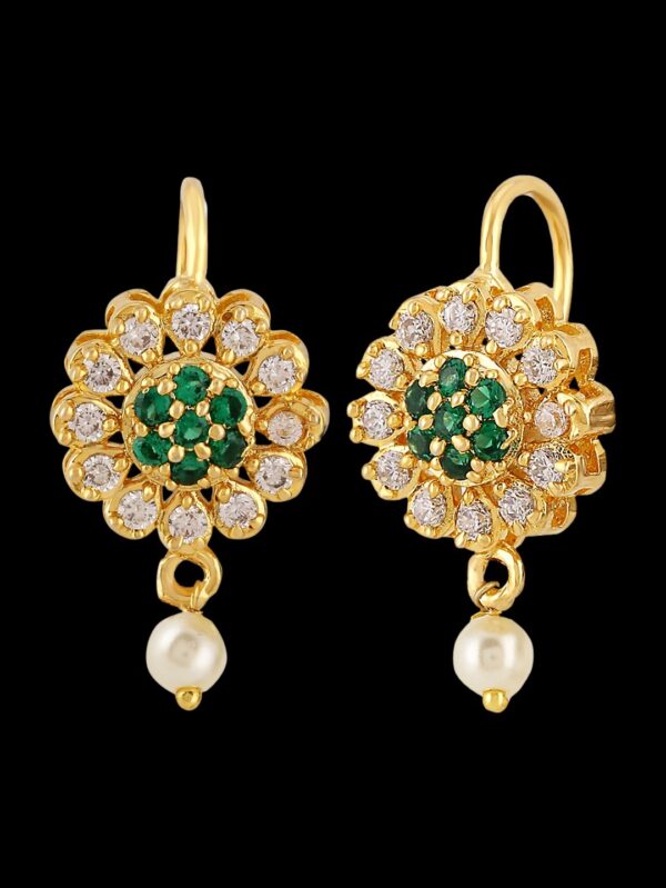 Traditional Micro Gold Polished American Diamond & Pearl Earrings for Women. EAR820ON - Image 4