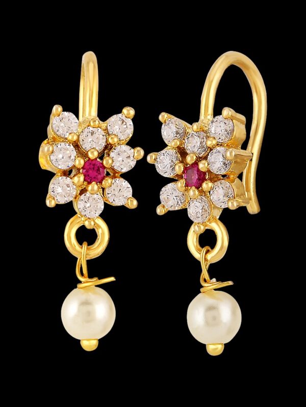 Women Real Look, Traditional Micro Gold Polished Semi Precious Polki/Kundan Chandbali Earrings for - Image 4