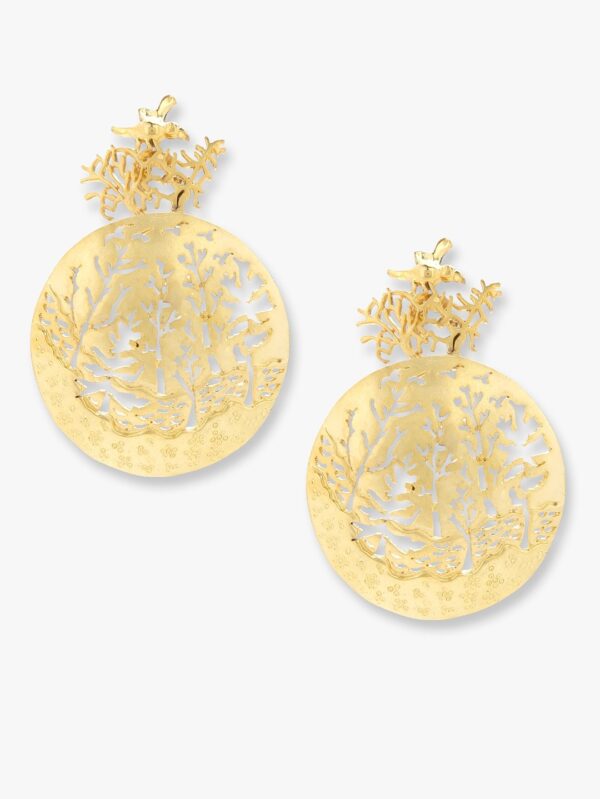 White, green and ruby coloured kundan chandbali earrings with pearl drops - Image 3