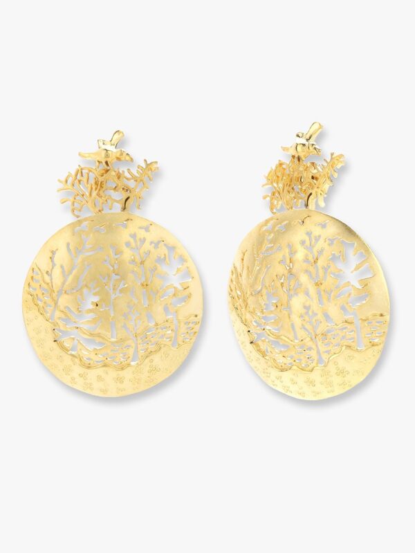 White, green and ruby coloured kundan chandbali earrings with pearl drops - Image 4