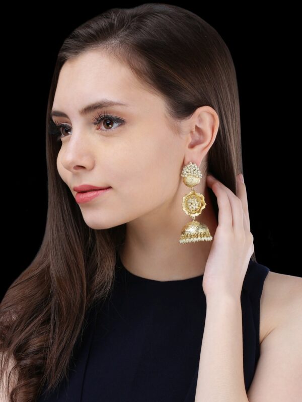 Elegant Helix Clip-On Earrings with Pearl and Cubic Zirconia Dangle - Image 2