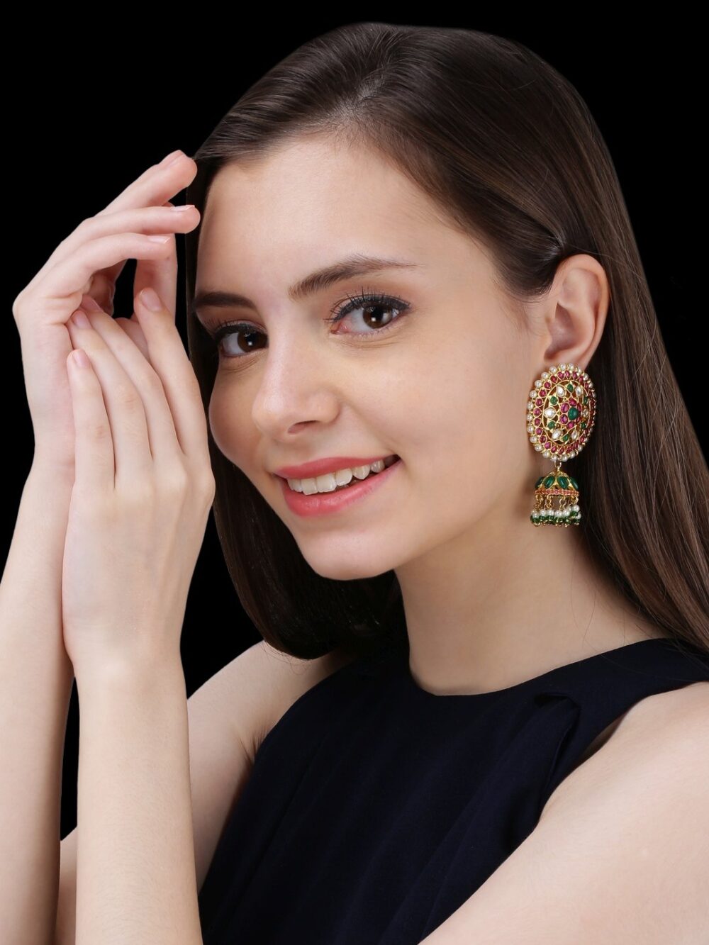 Vintage Floral Helix Clip-On Earrings with Pearl Drop - Image 2