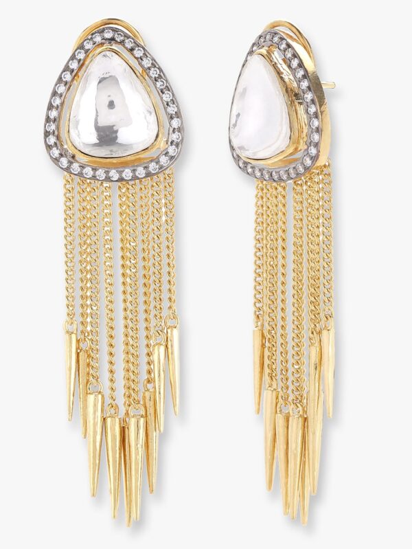 Floral Drop Earrings with Cubic Zirconia and Ruby Gemstones - Image 4