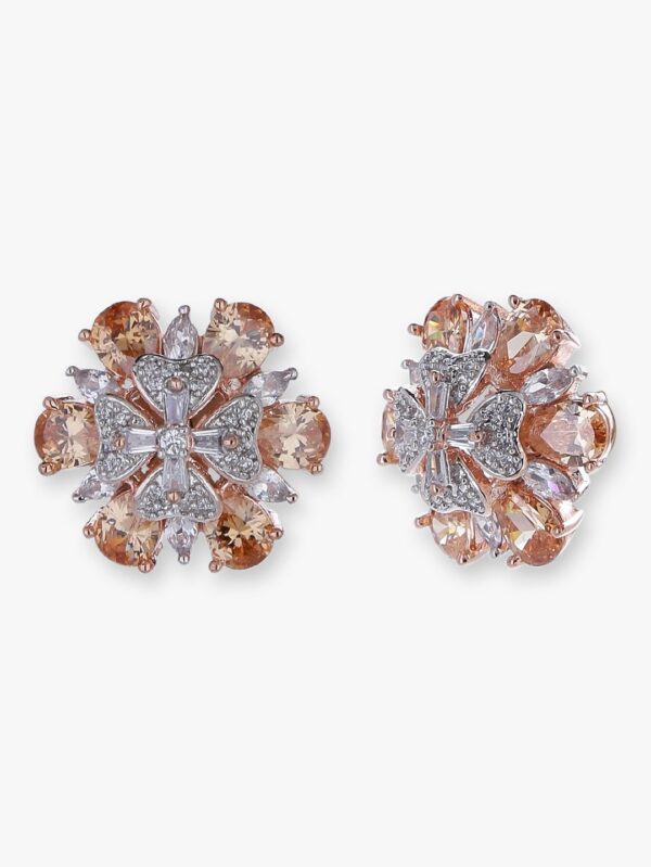 CZ/AD designer earrings with rose gold polish - Image 3