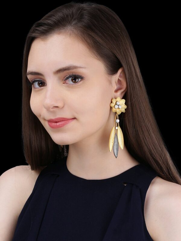 CZ/AD designer earrings with rhodium polish - Image 2