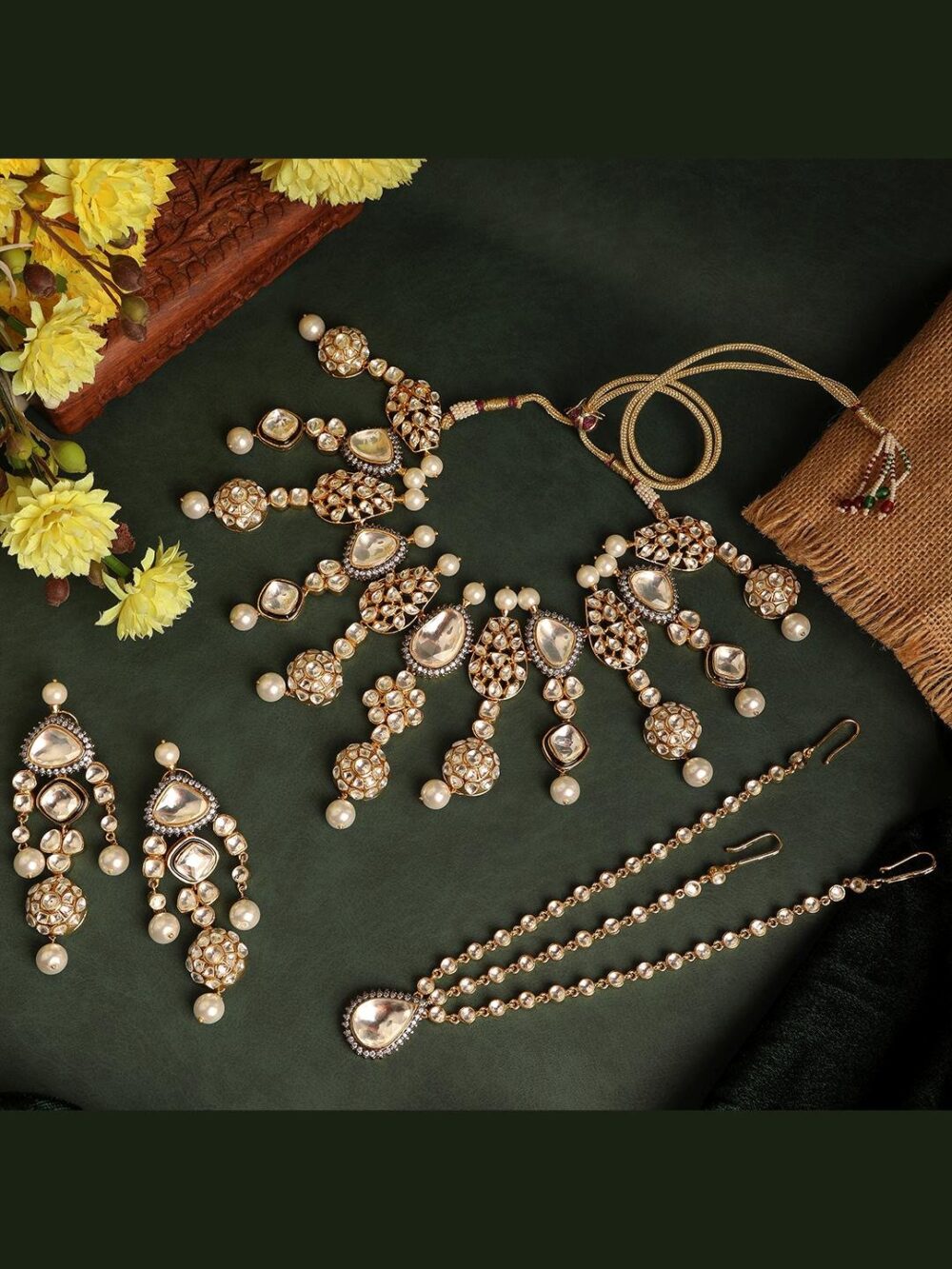 Buy Unique Rare Designer Antique Damini/ Kundan Bridal Jewelry