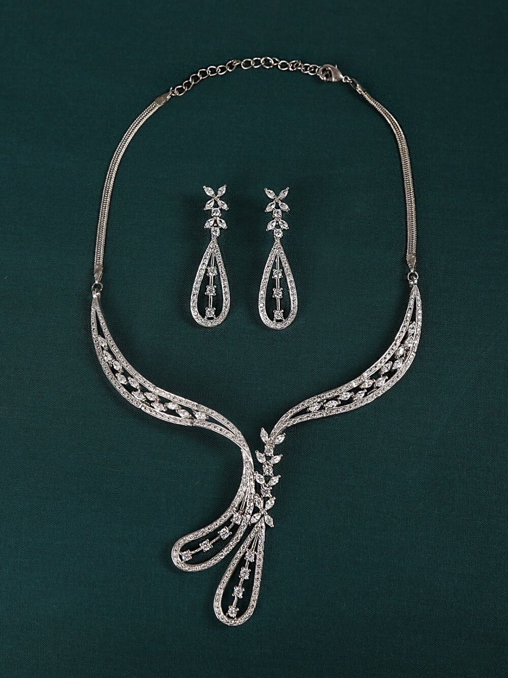 Buy Majestic Moonlight American Diamond Necklace Set