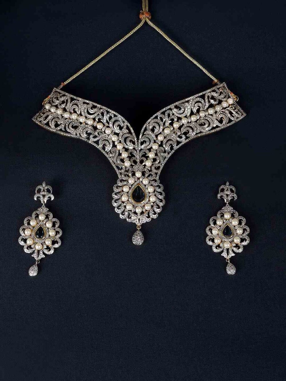 Buy Regal Rose Garden American Diamond Necklace Set