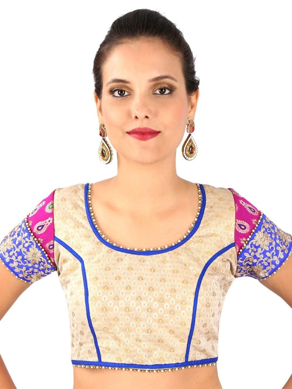 Cream brocade blouse - Image 2