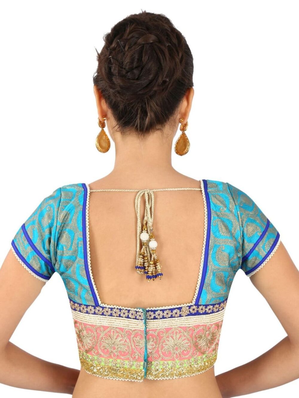 Turquoise brocade blouse - Image 4