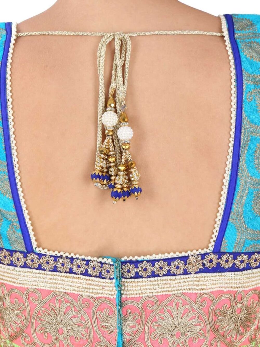 Turquoise brocade blouse - Image 5