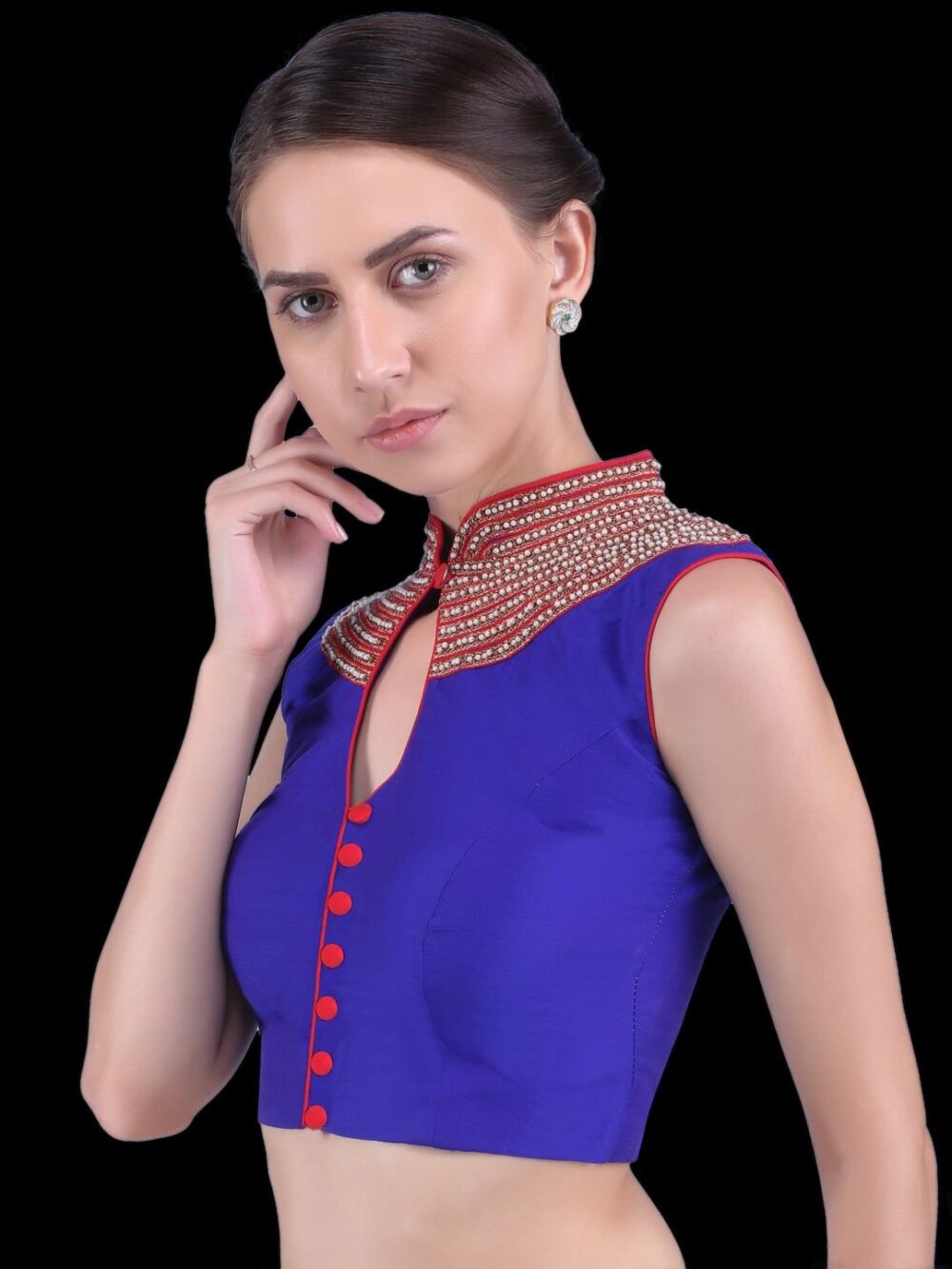 Blue and red blouse - Image 3