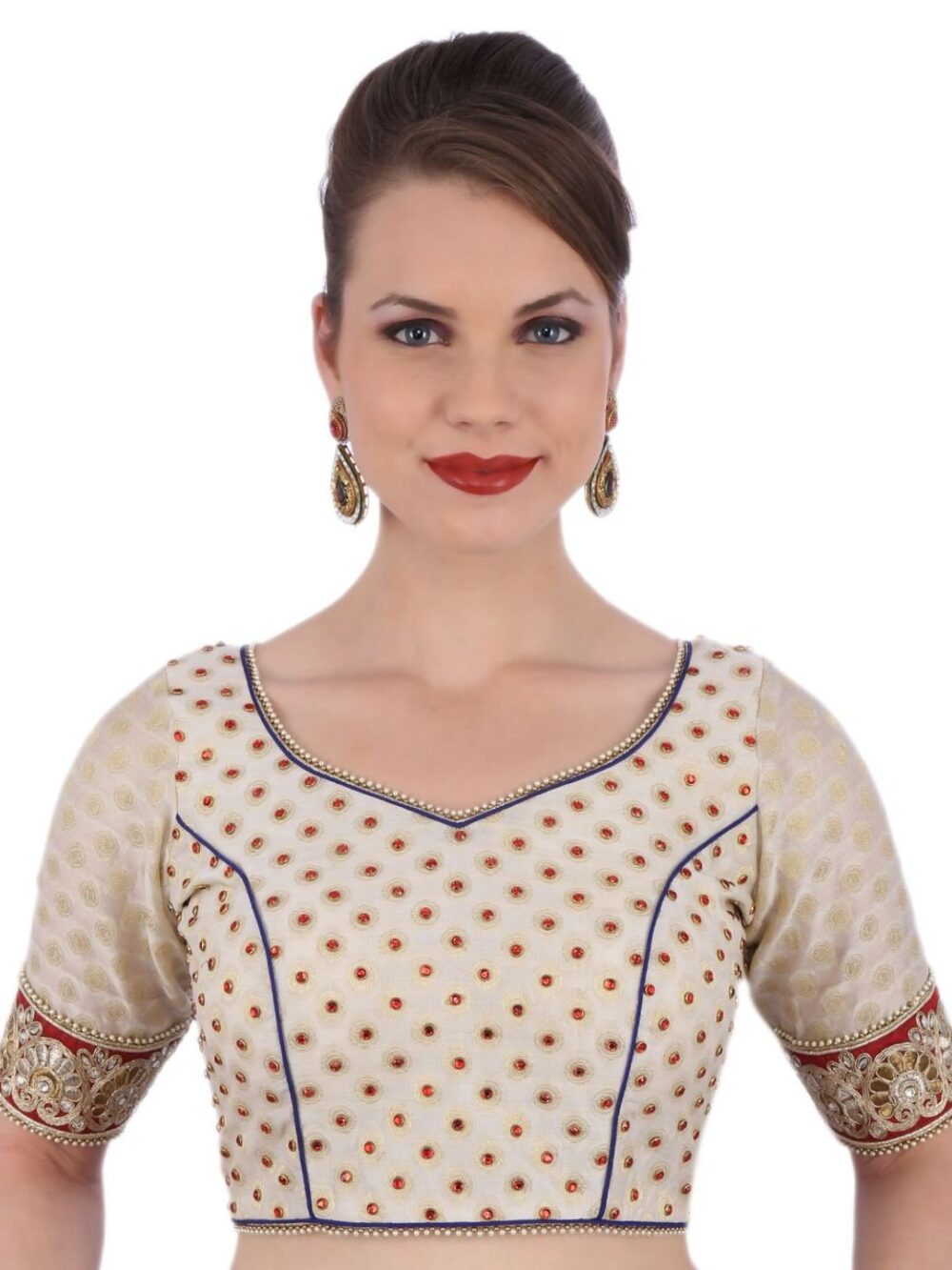 Off-white brocade blouse - Image 2