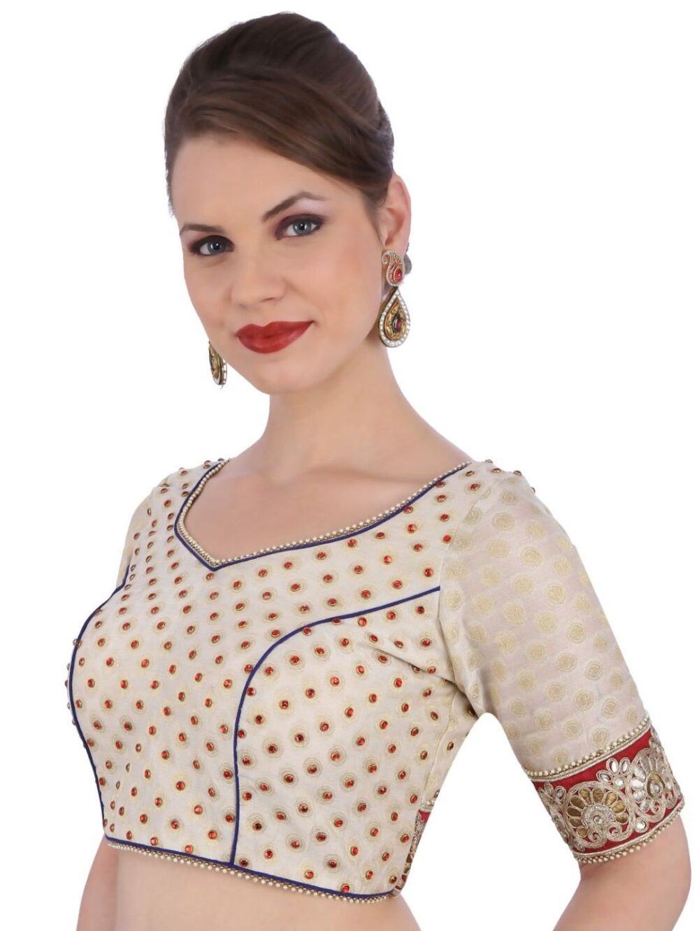Off-white brocade blouse - Image 3