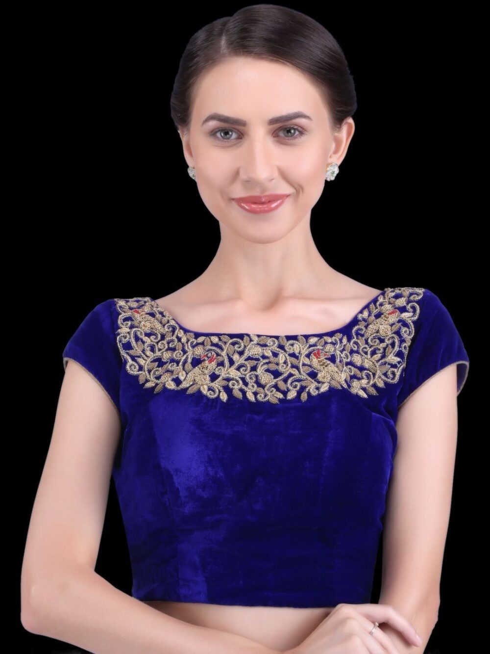 Midnight blue velvet blouse - Image 2