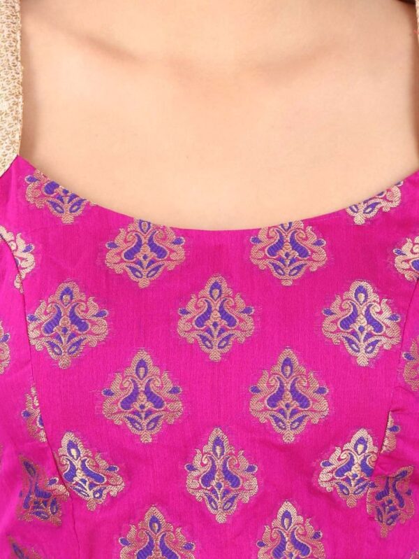 Fuchsia pink brocade blouse - Image 4