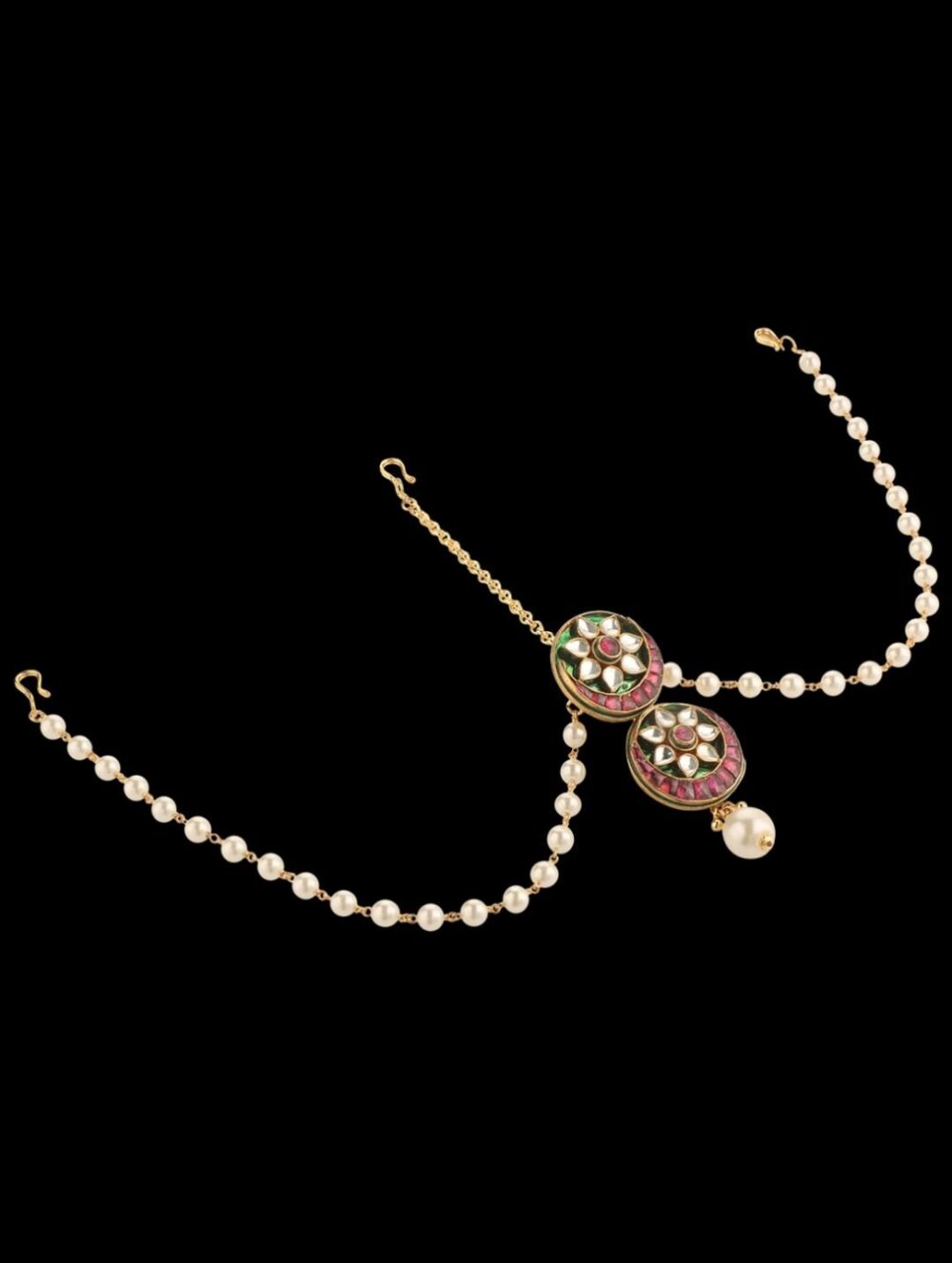 Kundan, pearl and gold finish Borla - Image 3