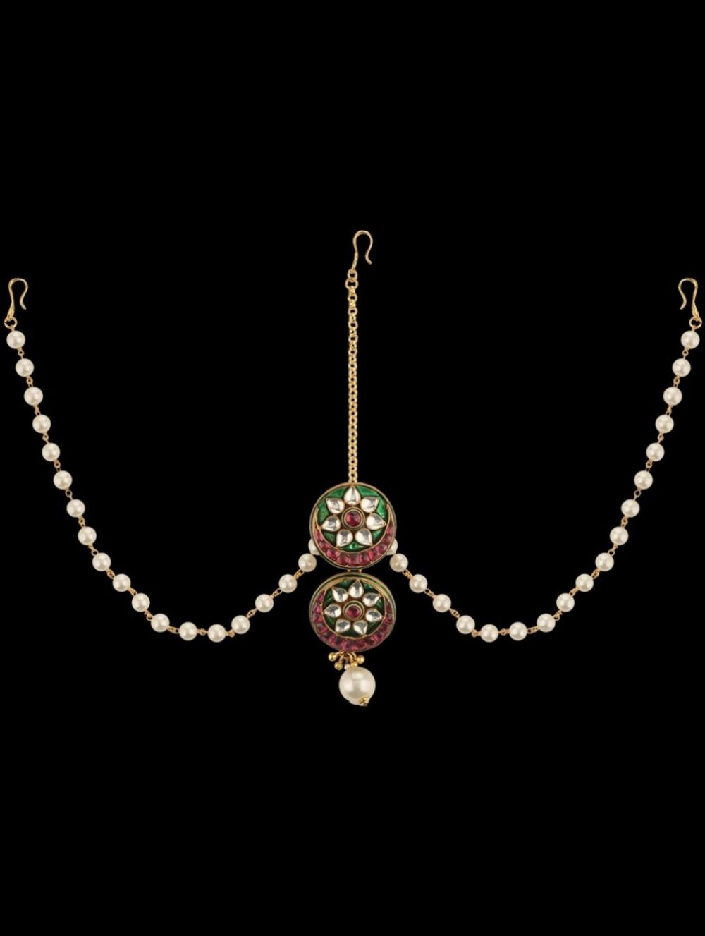 Kundan, pearl and gold finish Borla - Image 4
