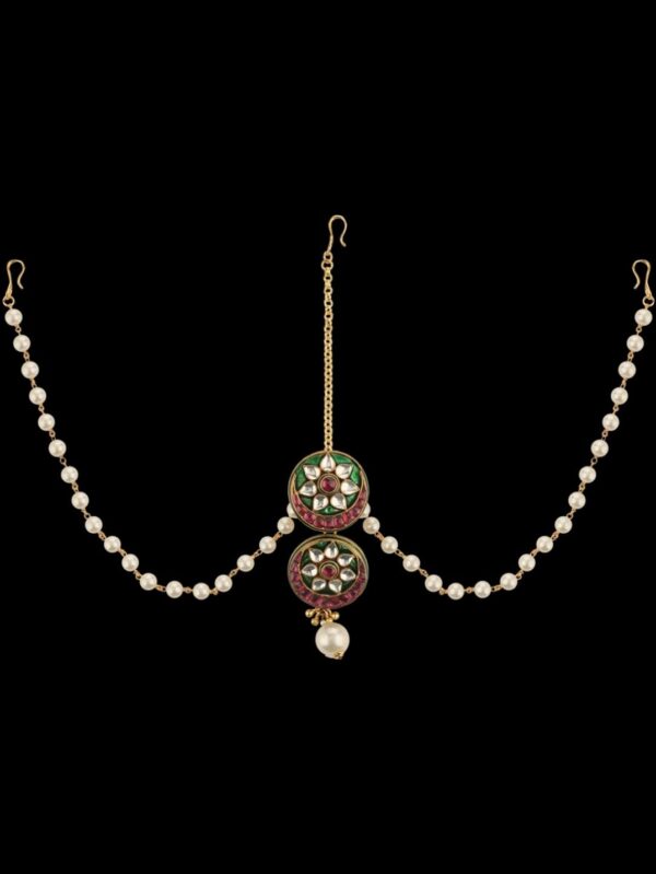 Kundan, pearl and gold finish Borla - Image 4