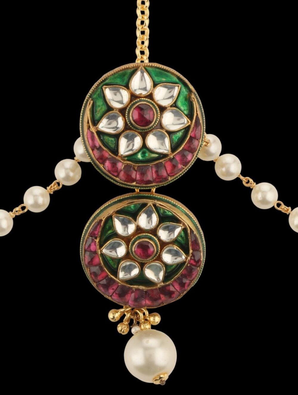 Kundan, pearl and gold finish Borla - Image 5
