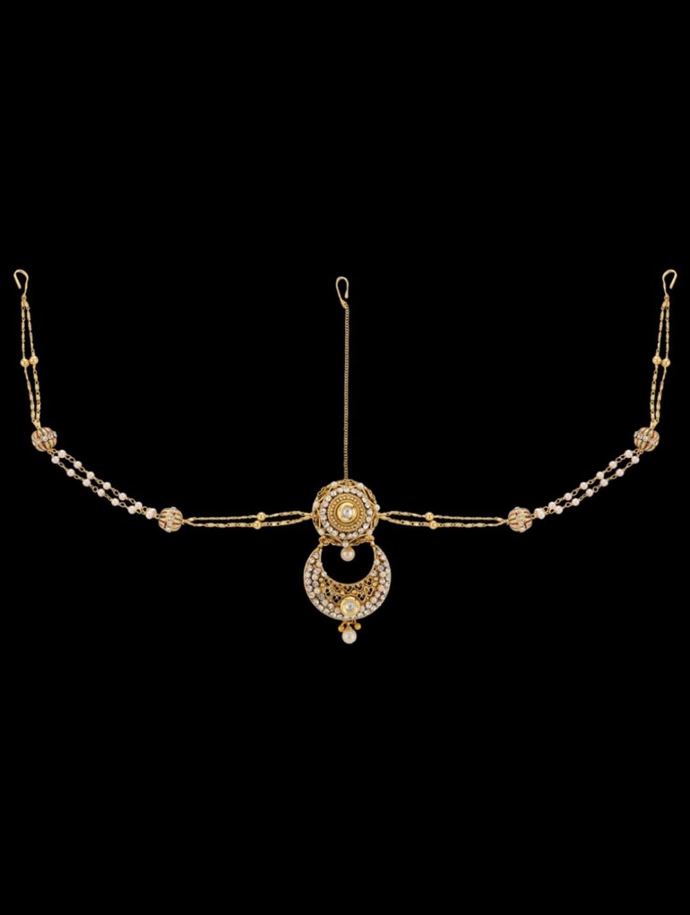 Gorgeous Modern Designer Borla with Stones Chain Tikka - Image 3