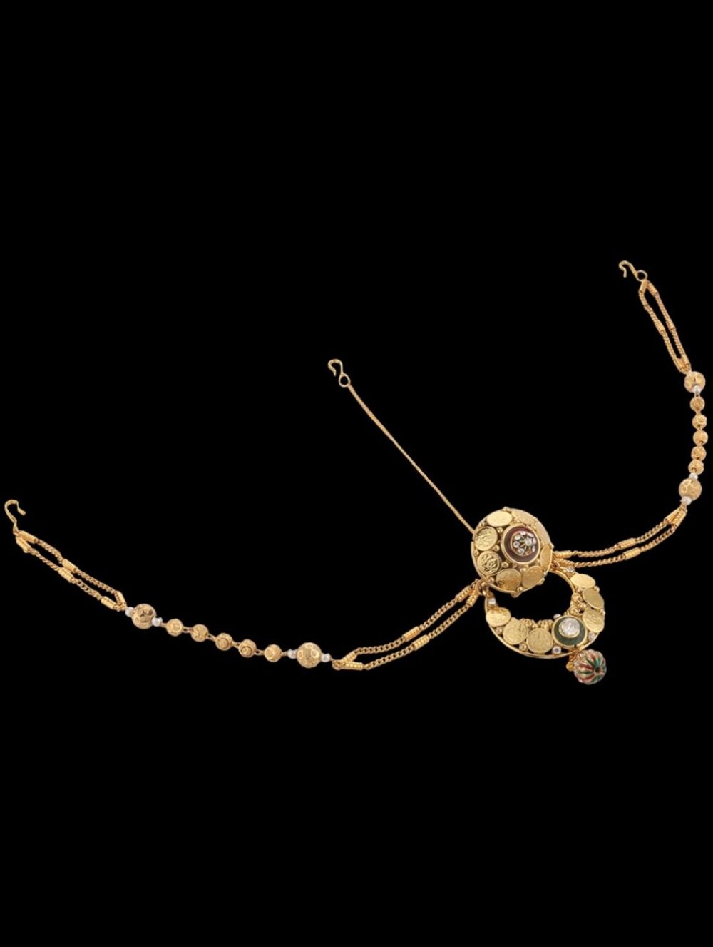 Unique Half Moon Pretty Borla Design Maang Tikka/ Vilandi - Image 3