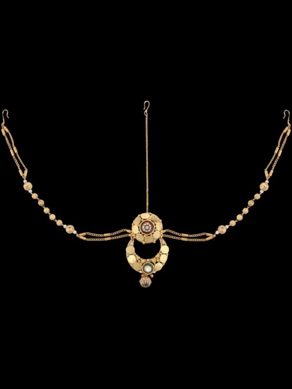 Unique Half Moon Pretty Borla Design Maang Tikka/ Vilandi - Image 4