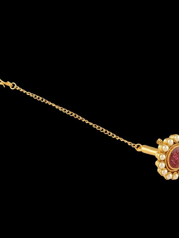 Exquisite Floral Designed Gold Borla with Red Studded Center - Image 4