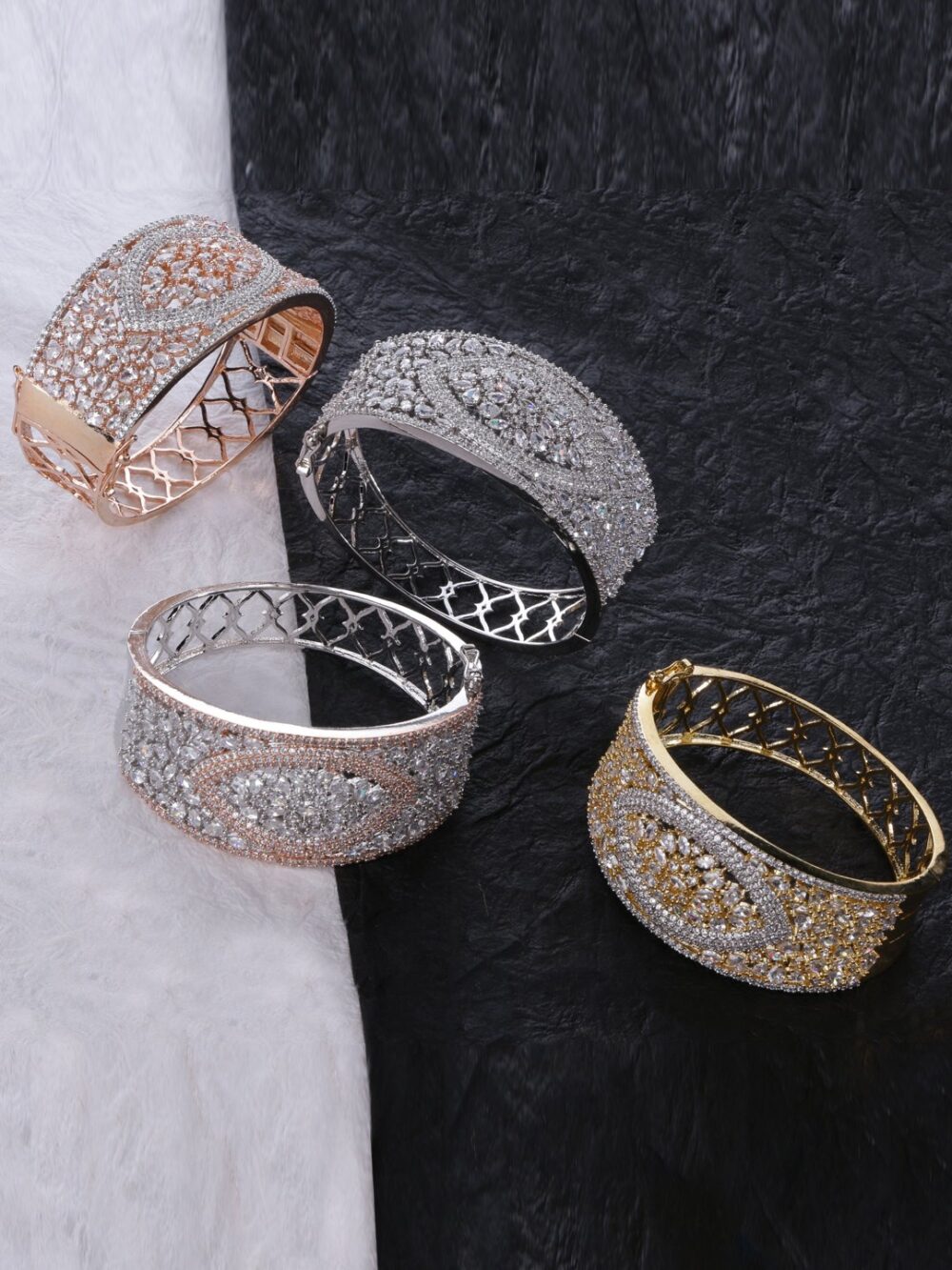 Fancy Micro Gold Polished Pearls Bracelet/ Kada. BR85B - Image 3