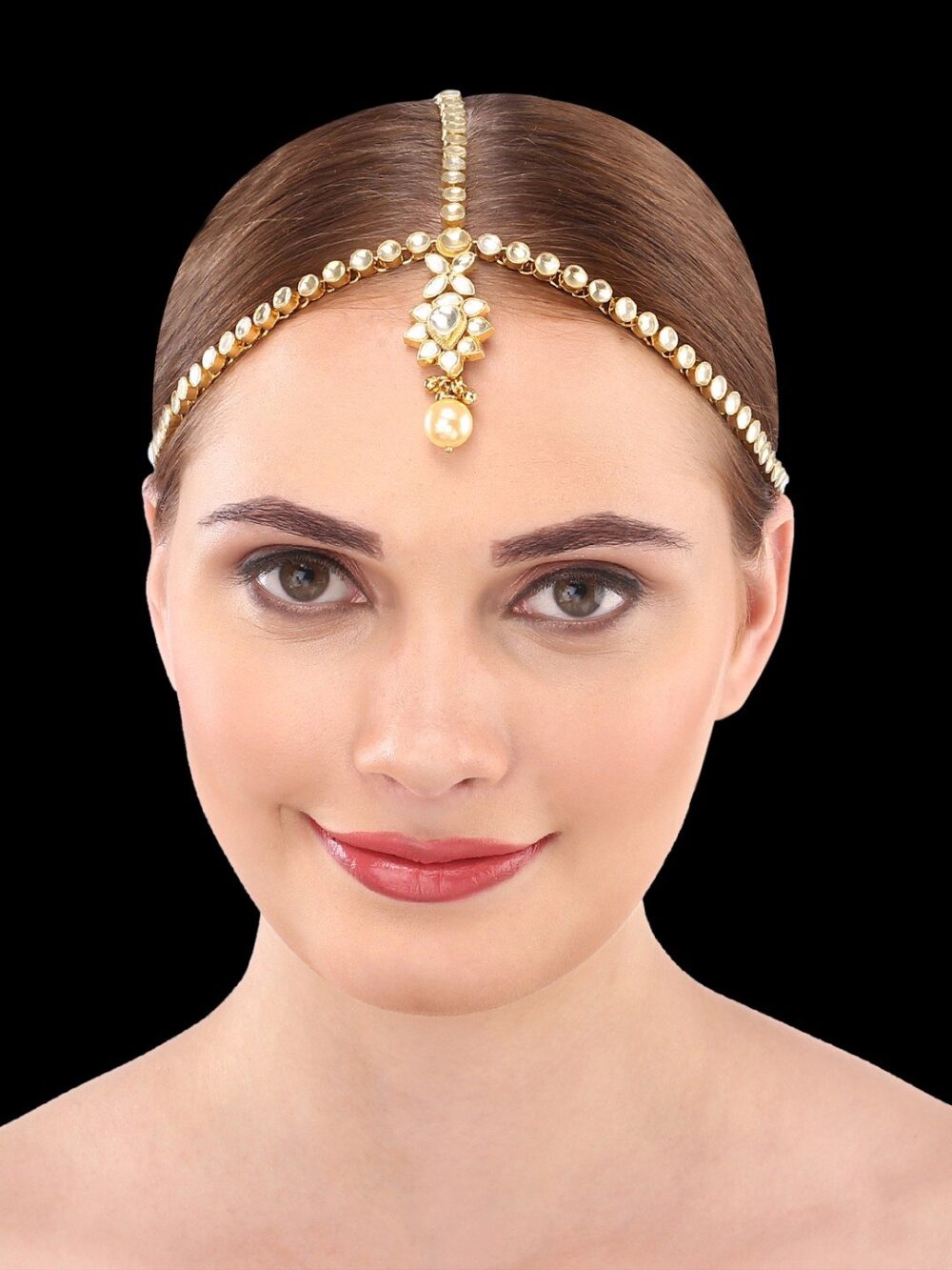 Buy Topaz coloured kundan Damini / Matha Patti with pearl
