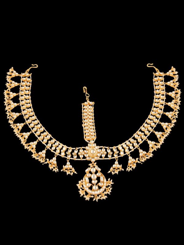 Buy Semi Precious Kundan, Gold Beads & Pearls Damini/ Matha Patti - Image 5
