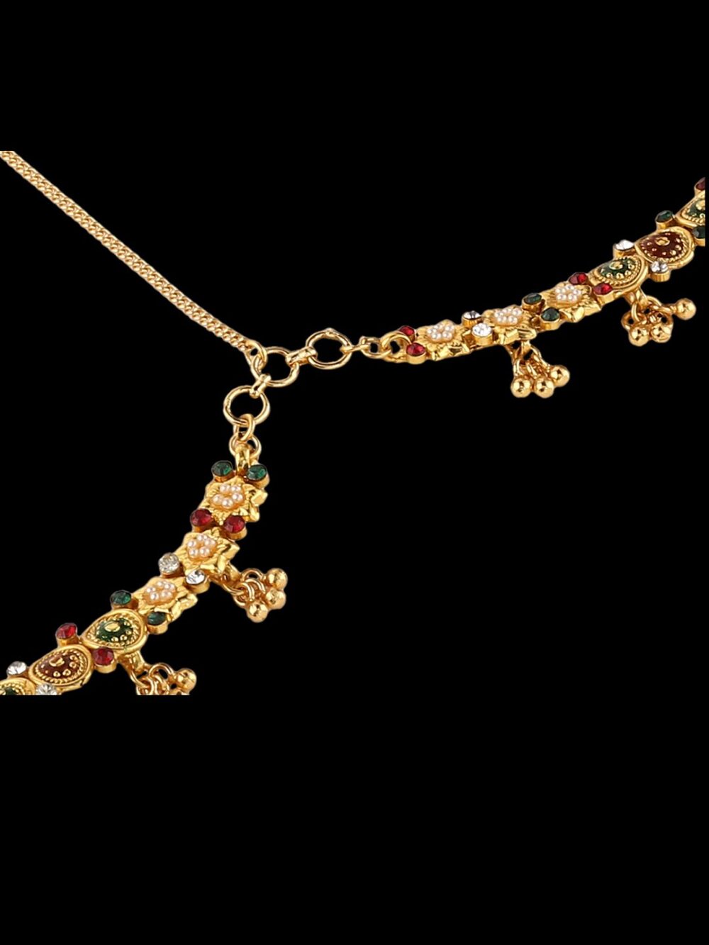 Buy Traditional Semi Precious Stones, Enamel & Pearl Damini - Image 5