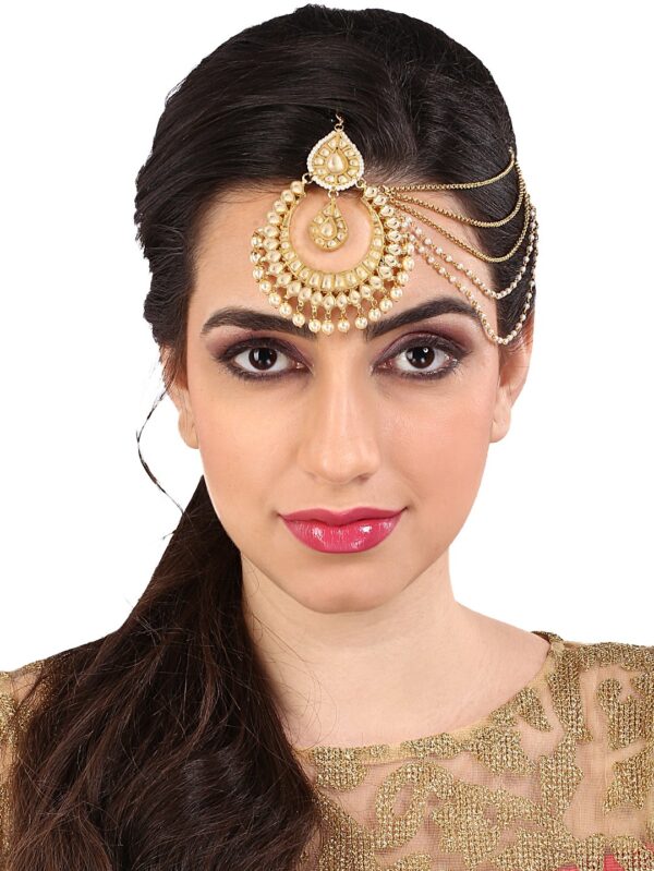 Momentous One Side Chain Style Damini/ Polki/ Maang Tikka/ Matha Patti/ Head Chain/ Passa - Image 2