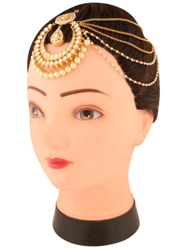 Momentous One Side Chain Style Damini/ Polki/ Maang Tikka/ Matha Patti/ Head Chain/ Passa - Image 5