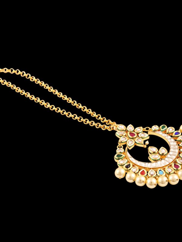 EYE CATCHING DEW DROP STYLE KUNDAN PASSA TIKKA/ MAANG TIKKA - Image 6