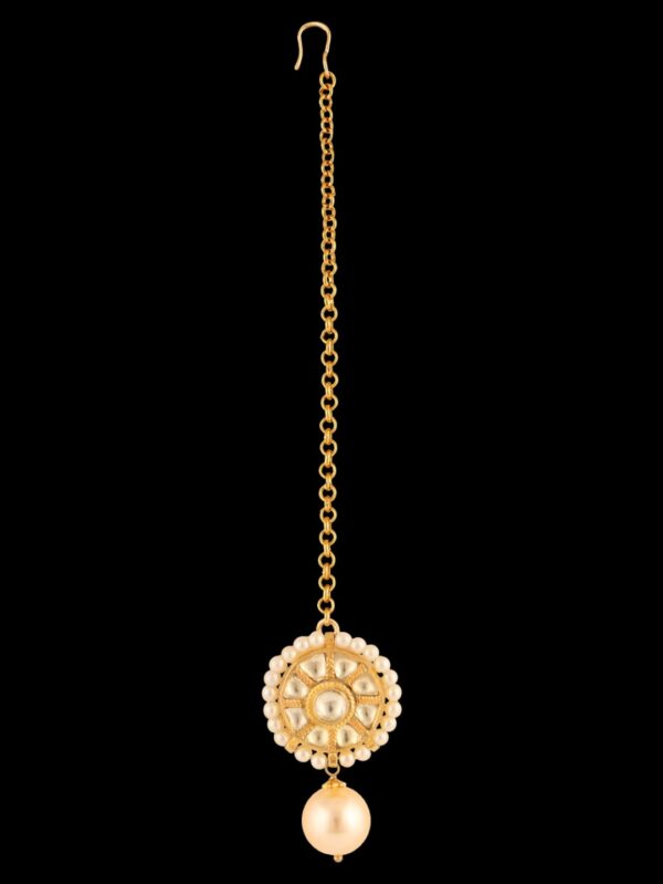 White Colour Semi Precious Micro Maang Tikka - Image 5