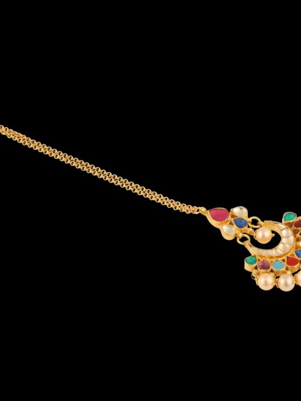 Kalash Style Colorful Gold Polished Paasa/ Head Chain/ Maang Tikka - Image 4