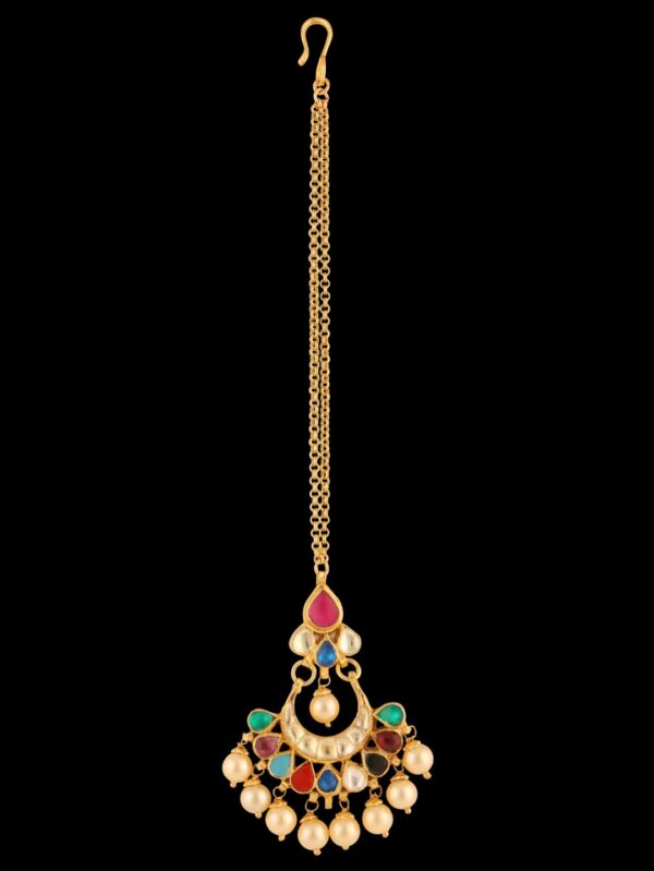 Kalash Style Colorful Gold Polished Paasa/ Head Chain/ Maang Tikka - Image 5
