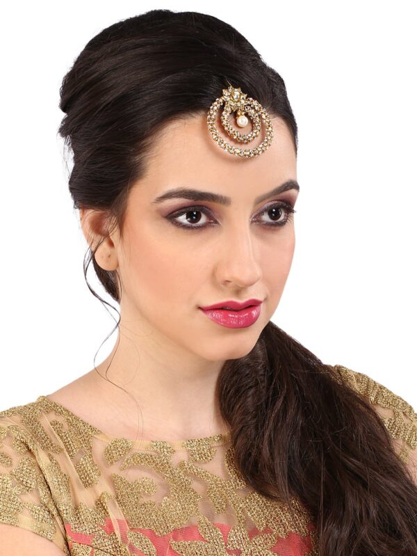 Exclusive Amazing Big White Moti Tikka/ Head Chain/ Passa - Image 2