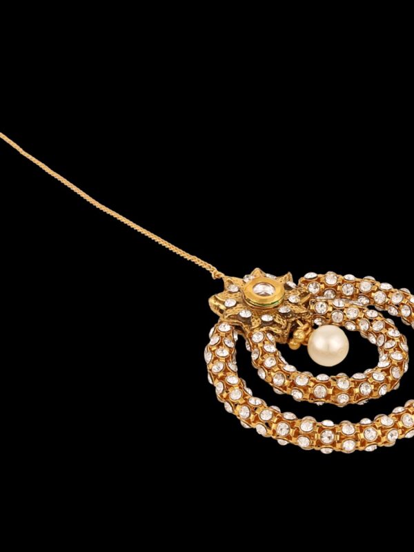 Exclusive Amazing Big White Moti Tikka/ Head Chain/ Passa - Image 6