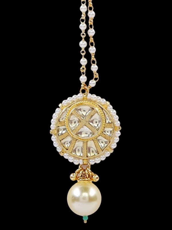 Big Gold Moti Mini Semi Precious Maang Tikka - Image 5