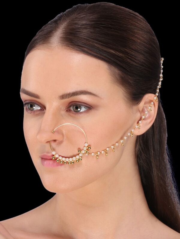 Gold finish with pearl Round nose ring