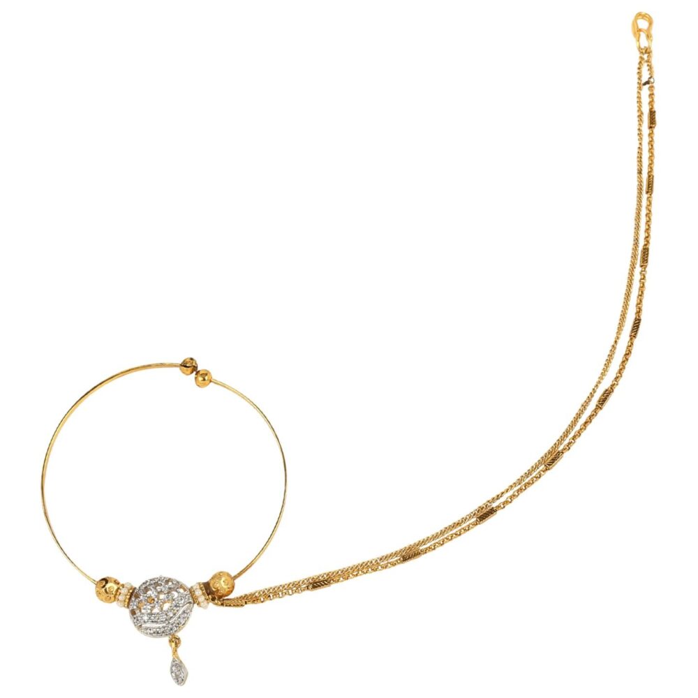 Gold finish with American diamond round nose ring